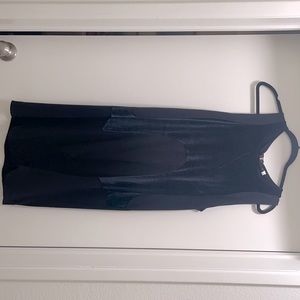 Black velvet mid length dress